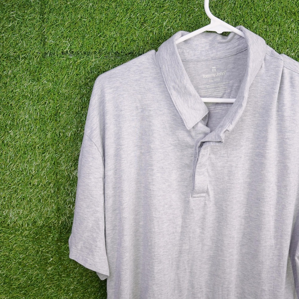 Tommy John Polo Shirt Gray Pima Cotton Modal Stretch - Mens Size 2XL